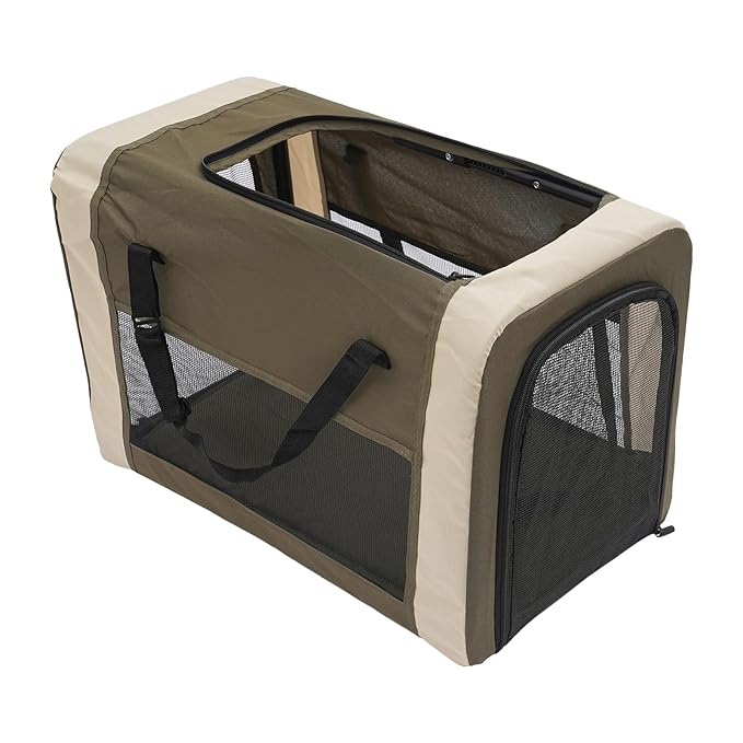 Foldable Pet Stroller for Small & Medium Dogs, Double Dog & Cat Stroller with 3-in-1 Travel System, Detachable Pet Carrier with Wheels for Cats and Dogs up to 77 lbs, Dark Green-PurrikoPets