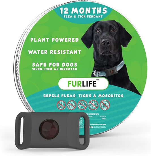 FurLife Grey Dog Tag, Flea and Tick Prevention for Dogs - Waterproof Pendant for Collar, Safe for All Breeds-PurrikoPets