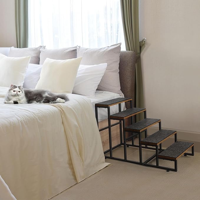 Dog Stairs Ramps Dog Stairs for High Bed Couch 5 Tier Pet Stairs for Small Medium Large Dogs and Cats Pet Step with Non-Slip Stair Tread for Puppy, The Old, and Injured Dogs-PurrikoPets