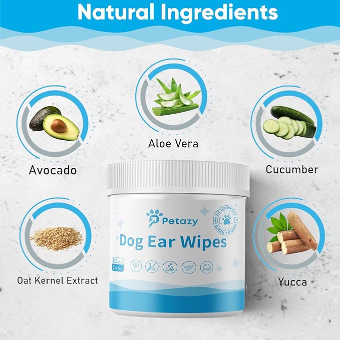 Dog Ear Wipes for Dog Yeast Wax Itch and Odor | Unscented Dog Ear Cleaner for Dogs | Natural Cleaning Puppy Ear Wipes | Soothing Ear Wipes for Pets Cat | Natural Ingredients | 125 XL Pcs-PurrikoPets