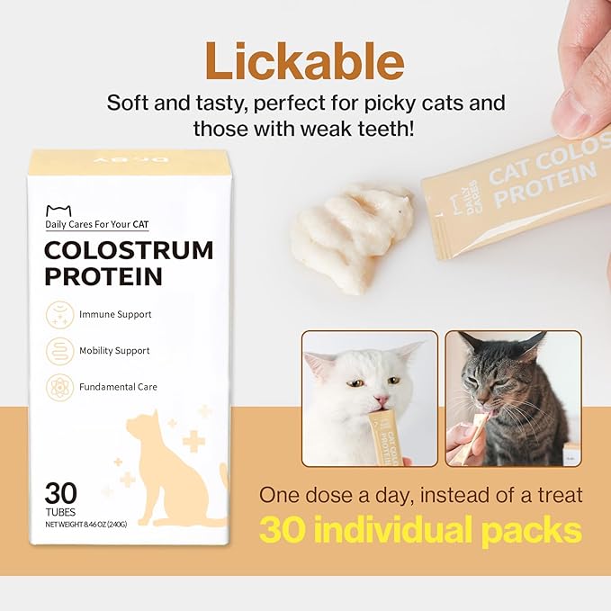 Dr.by Cat Colostrum Protein Cat Supplement Immune Support Muscle Growth, Gentle on Digestion for Kittens, Adult&Senior Cats with Goat Milk, Whey Protein Isolate, Colostrum Lickable Formula-PurrikoPets