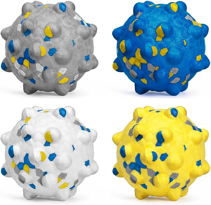 Dog Tennis Balls for Aggressive Chewers, Indestructible Durable Bouncy Interactive Toy for Dogs Fetch Game Lightweight Floating Outdoor Training(4Pcs Small)-PurrikoPets