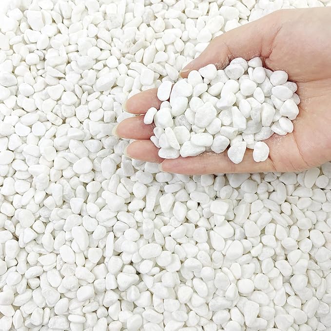 2 lbs White Gravel, 3/8 Inch White Pebbles for Indoor Plants. White Stones for Succulents, Planters, Vase and Outdoor Garden Landscaping-PurrikoPets