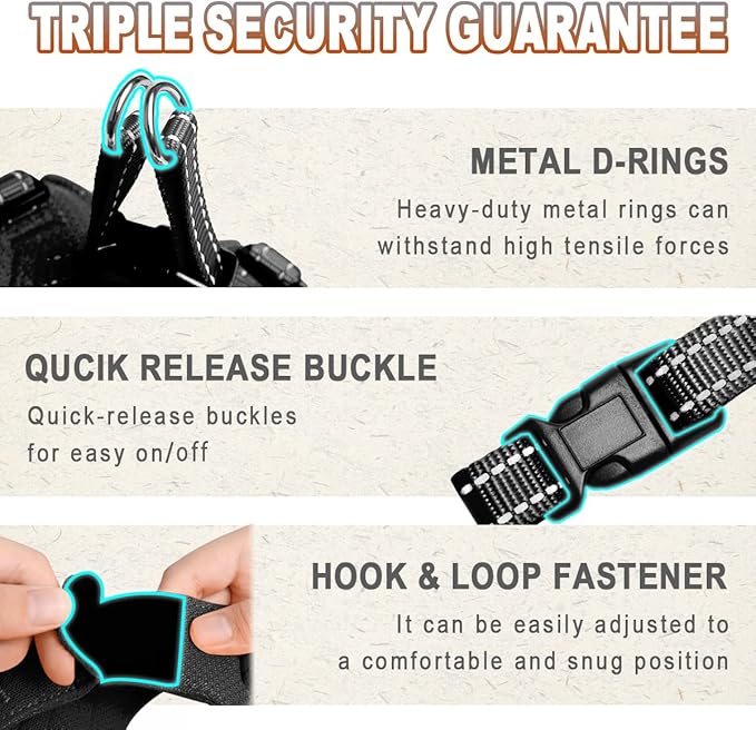 Dog Harness Step in Dog Vest Harness, Reflective Adjustable Puppy No Pull Harness Breathable Soft for Small and Medium Dogs Cats, Black, XS-PurrikoPets