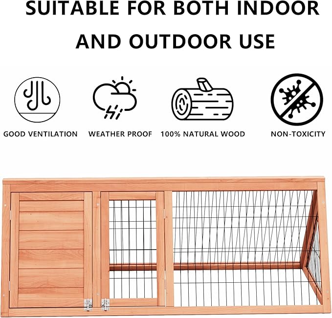 A-Frame Quail Coop,Wooden Quail Cage Indoor Outdoor,Triangle Rabbit Hutch with 2 Doors & Ventilating Wire for Small Animals,Sold by XilishppEcxEco (Ntural Wood)-PurrikoPets