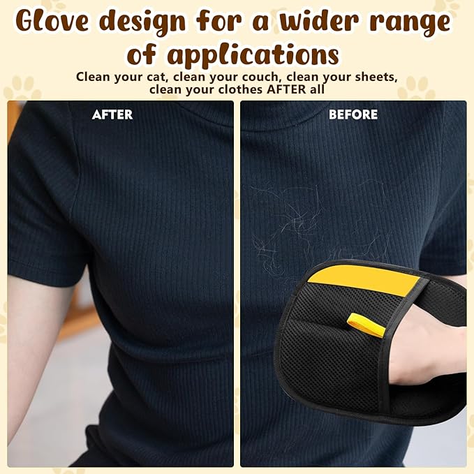 2pcs Pet Hair Removal Glove for Cats & Dogs, 2025 New Upgrade Efficient Grooming Gloves for Pet Hair, Cat Grooming Gloves for Hair Removal, Reusable Pet Hair Remover Glove-PurrikoPets