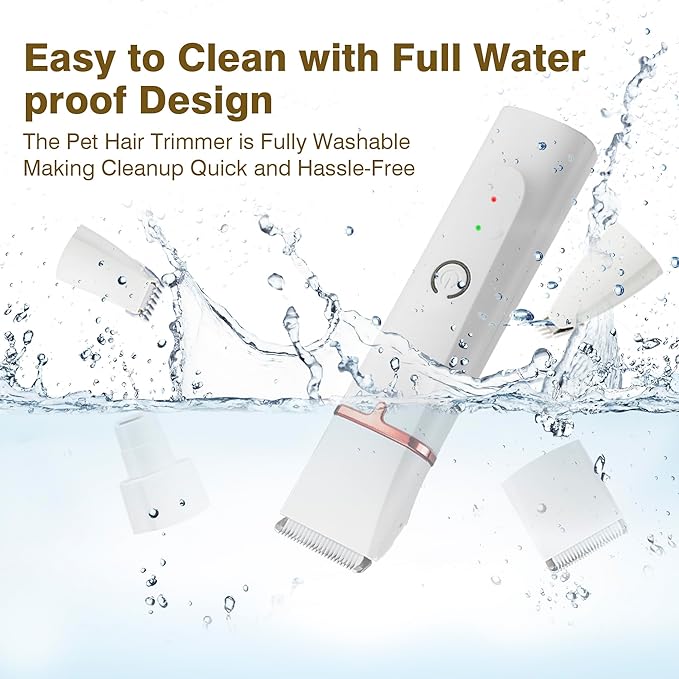 2025 New Petium 4-in-1 Dog Grooming Clippers Kit-Quiet Dog Nail Grinder & Paw Trimmer,Low Noise Cordless Pet Shaver for Small Dogs & Cats,USB-Rechargeable, 6 Guide Combs-PurrikoPets