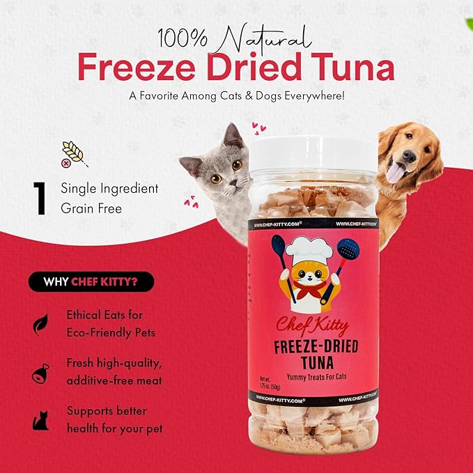 Freeze-Dried Tuna Treats for Cats & Dogs – 100% Wild Caught, Single Ingredient, High-Protein, Healthy Snack – No Additives or Preservatives – 1.7oz - Inspected & Tested in USA-PurrikoPets