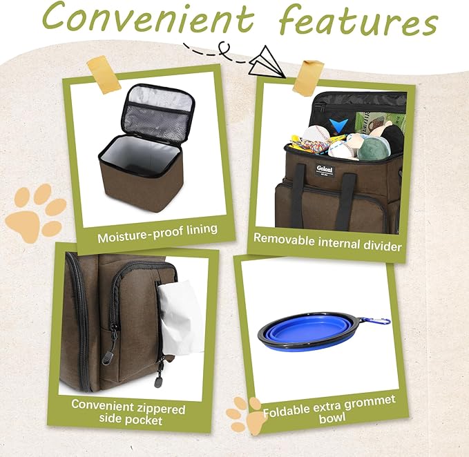 Dog Travel Bag Airline Approved–Pet Travel Tote with Collapsible Bowls,Food Containers & Feeding Mat–Multi-Pocket Organizer for Dogs & Cats, Durable & Water-Resistant for Hiking,Trips,Outdoors-PurrikoPets