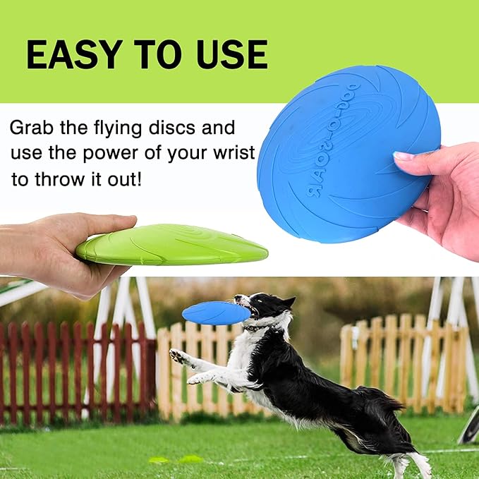 Dog Flying Disc, 2 Pack Dog Flyer Toys, Soft Rubber Interactive Lightweight Flying Disc Dog Toy for Small Large Dogs - Floats in Water & Safe on Teeth, 7.2 inch.-PurrikoPets