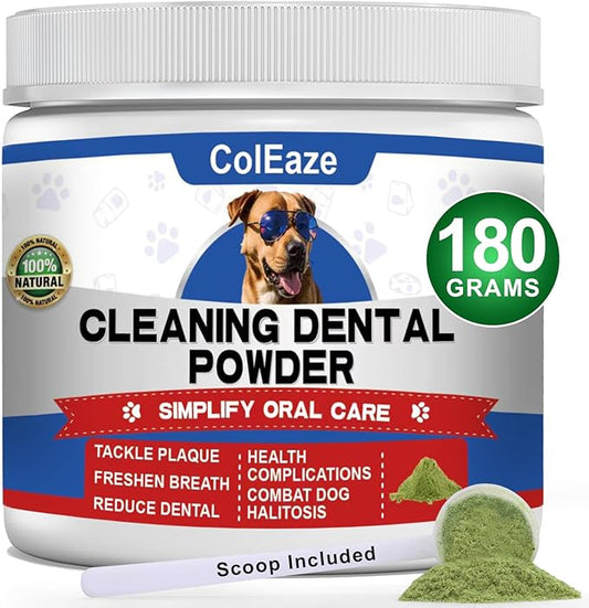 Dog Teeth Cleaning Powder 180G - Dog Dental Powder and Breath Freshener, Dogs Dental Care Supplies, Bad Breath & Tartar Remover for Dogs - Pet Dental Cleaner for All Breeds & Sizes - 60 Day Supply-PurrikoPets