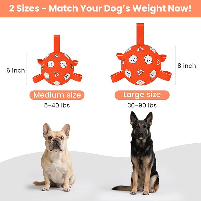 Dog Toys Soccer Ball with Straps, Durable Dog Balls, Interactive Dog Toys for Tug of War, Floating Water Puppy Toys for Indoor/Outdoor – Fun Dog Birthday Gift for Small Medium Dogs, 6 Inch-PurrikoPets