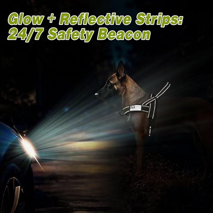 Forestpaw No Pull Dog Harness - Soft Flannel Padded Tactical Dog Vest Harness with Quick Release Buckle, Adjustable Reflective Pet Harness for Medium Large Dogs Walking Training,Green L-PurrikoPets