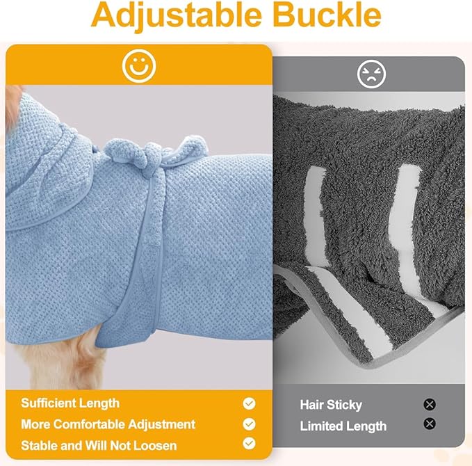 Giant Dog Bath Bubble, Quick Drying Super Absorbent Used for After Bathing, Warm Dog Towels, Adjustable Hoodies and Belts for Pet Dogs Bath Clothes Products (Blue Jacquard, 6XL)-PurrikoPets