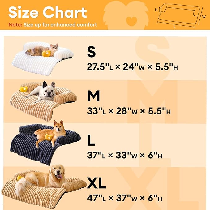 FUNNY FUZZY Pet Couch Cover for Sofa, Calming Dog Bed for Couch, Fluffy Plush Dog Couch Mat for Furniture Protector for Large Medium Small Pets, 47×37 in, Khaki-PurrikoPets