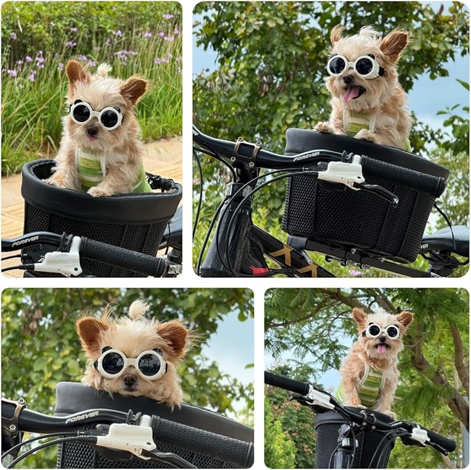 Dog Goggles for Small Breed UV/Wind/Dust Protection Puppy Sunglasses with Adjustable Strap - White-PurrikoPets