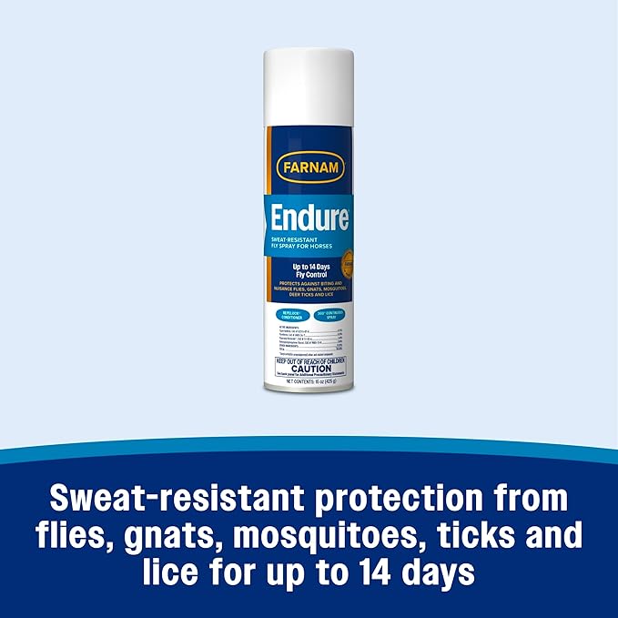 Farnam Endure Sweat-Resistant Fly Spray for Horses, Protects Against Lyme Disease, 15 oz-PurrikoPets