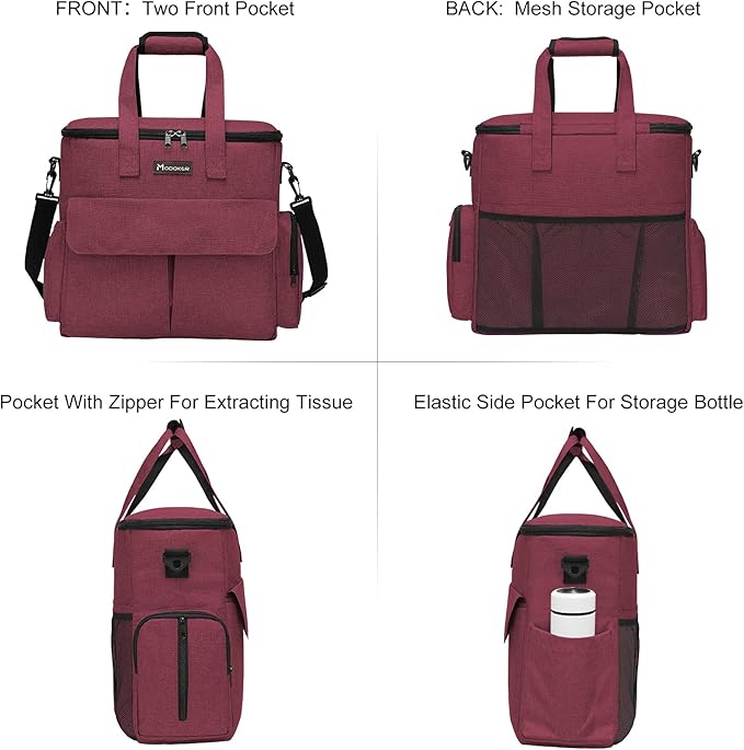 Airline Approved Pet Travel Bag, Weekend Travel Set for Dog and Cat, Airline Approved Tote Organizer with Multi-Function Pockets, 2 Dog Food Storage Containers, 2 Collapsible Bowls (Rose Red)-PurrikoPets