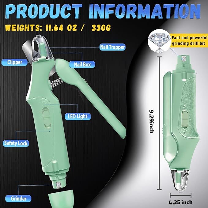 2 in 1 Dog Nail Clippers and Grinder with Lights & Cat Nail Clipper for Large Medium Small Dogs Cats Nail Trimmers USB Rechargeable with 2 LED Lights Dog Claw Care for Non-Black Nails-PurrikoPets