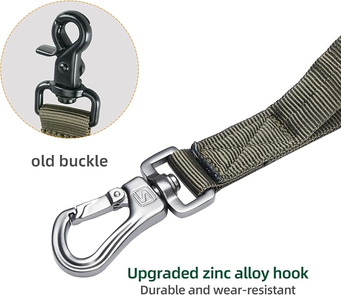 Excellent Elite Spanker Tactical Bungee Dog Leash Military Adjustable Dog Leash Quick Release Elastic Leads Rope with 2 Control Handle(Ranger Green)-PurrikoPets