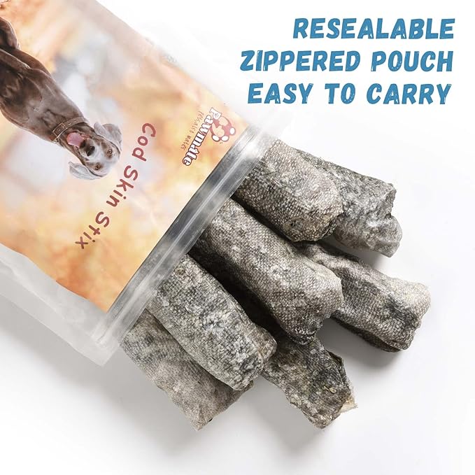 Dog Treats Natural Cod Skin Rolls, Rawhide-Free Chewy Fish Skin Dog Chews, One-Ingredient Healthy Training Treats Rich in Omega3 & Protein, 10.6 oz-PurrikoPets