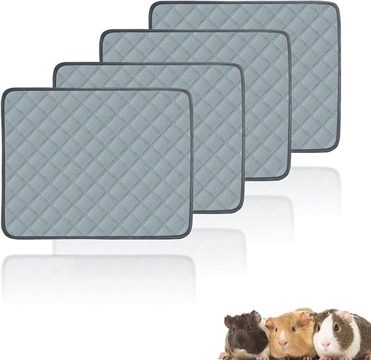 4 Pack Guinea Pig Cage Liners Washable Super Absorbent Guinea Pig Bedding Waterproof Reusable Guinea Pig Pee Pads Anti Slip Mat for Small Animals Rabbit Hamster Rat - 24" x 18"-PurrikoPets