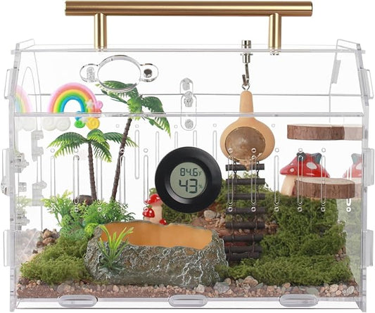 Acrylic Tarantula Enclosure – Escape-Proof Reptile Terrarium with Magnetic Lock, Front Opening for Easy Cleaning, Ideal for Jumping Spiders, Hermit Crabs & Small Pets-PurrikoPets