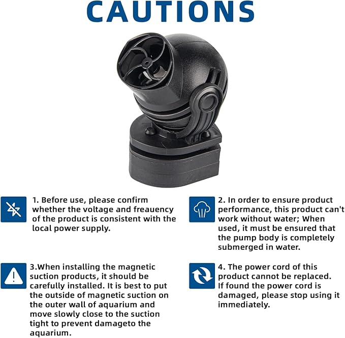 FREESEA Aquarium Powerhead Wave Maker: 1050 GPH Circulation Wavemaker Pump - 360° Adjustable Power Head with Magnetic Suction for 1-55 Gallon Fish Tank | Saltwater | Freshwater-PurrikoPets