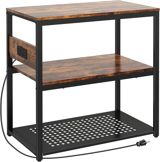 20-29 Gallon Fish Tank Stand With Power Outlets, 3-Tier Metal Aquarium Stands, Breeder Reptile Tank Stand with Shelf for Home Office, 660LBS Capacity, 29.5 x 15.8 x 30.1 inches, Brown-PurrikoPets