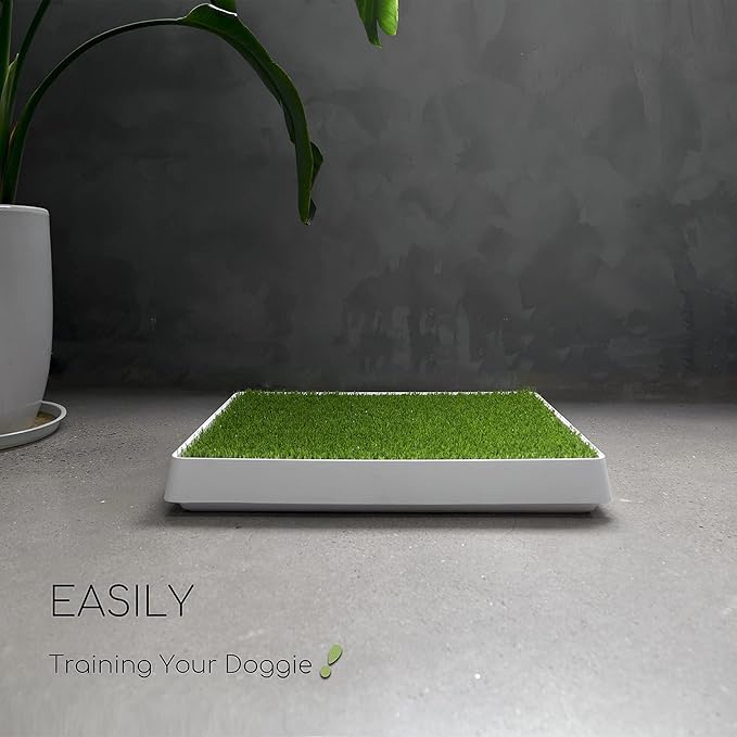 Dog Grass Pad with Tray, Dog Litter Box, Porch Potty for Puppy Pee Training, Indoor Portable Fake Grass Pee Pad System, Artificial Grass + Pee Pad Holder-PurrikoPets