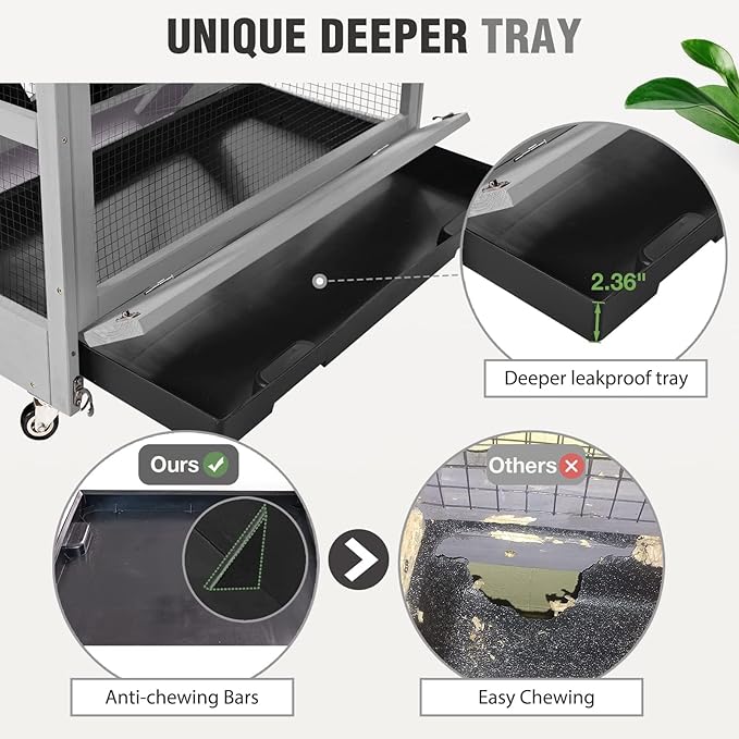 Ferret Cage Rat Cage Indoor Outdoor, Large Guinea Pig Cages with 4 Levels, Wooden Chinchilla Cage with Wheels for Hamster, Chameleon, Gerbils and Other Small Animals Anti-Chewing-PurrikoPets