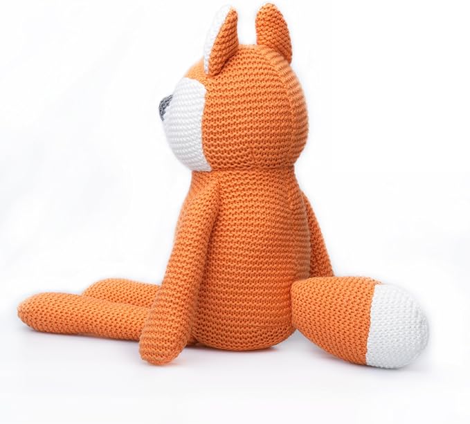100% Organic Cotton Baby Toys Orange Fox Stuffed Animals for Newborn 7.1"-PurrikoPets