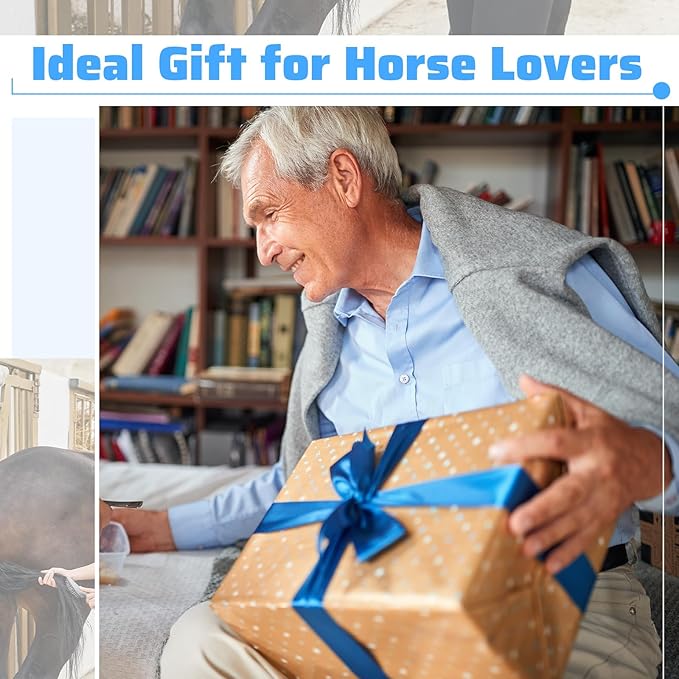 Abbylike 12 Pieces Horse Grooming Kit Racing Festival Tack Room Supplies Horse Brush Sets Equine Care Cleaning Kit Shedding Grooming Massaging Tools(Blue)-PurrikoPets