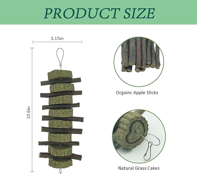 Generic Rabbit Bunny Treat Hamster Chew Toys Grass Cakes Heart Shaped Chew Toys Pets Treats for Bunny Rabbits Hamster Chinchilla Guinea Pigs 2Pcs-PurrikoPets