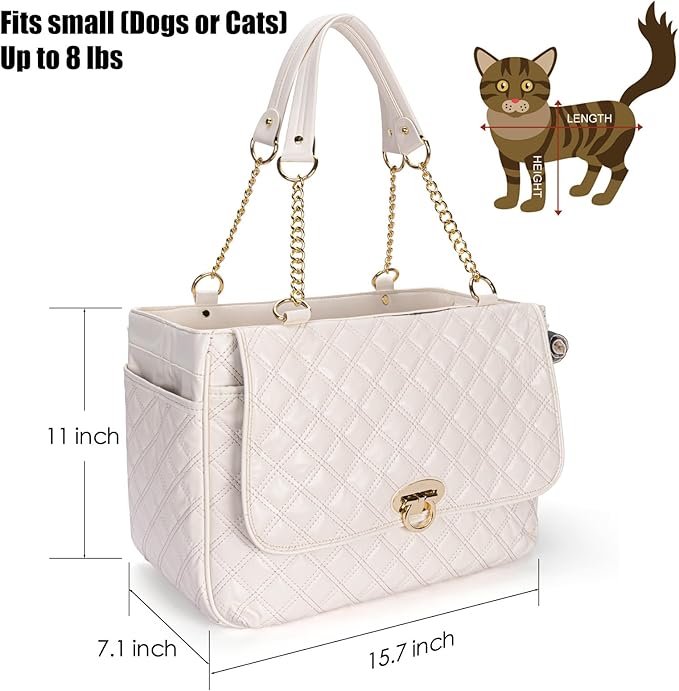 Fashion Pet Carrier Dogs Cat Small Animals Purse Bag, Leather Pet Carriers Dog Puppy Kitten Tote Travel Handbag TSA Airline-Approved-PurrikoPets