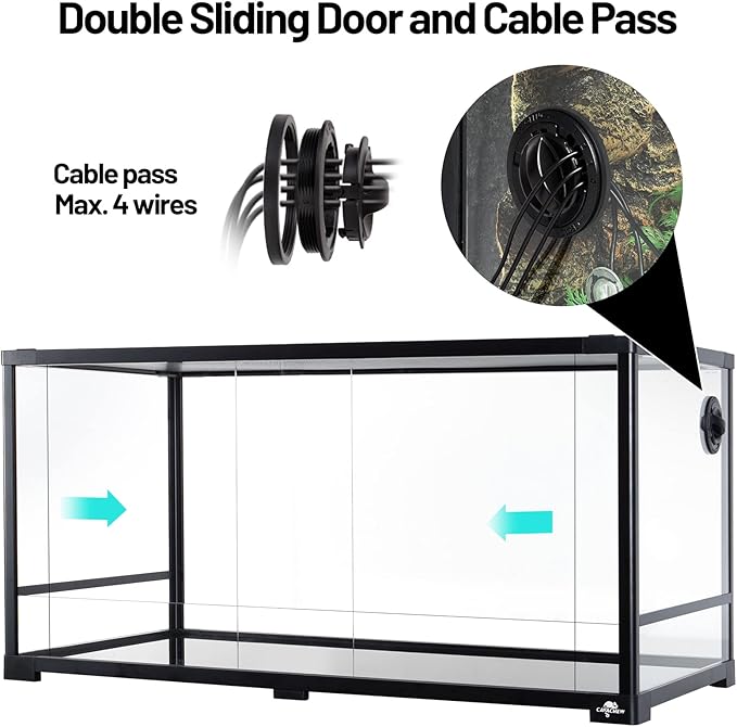 50 Gallon Reptile Tank, Glass Reptiles Terrarium 36" x 18" x 18", Sliding Door, Top Ventilation, Cable Pass, Humidify Hole, Glass Reptile Cage Habitat for Bearded Dragon, Lizard, Snake, Gecko-PurrikoPets