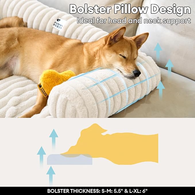 FUNNY FUZZY Pet Couch Cover for Sofa, Calming Dog Bed for Couch, Fluffy Plush Dog Couch Mat for Furniture Protector for Large Medium Small Dogs and Cats, Cream White-PurrikoPets