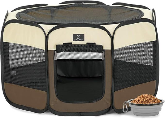A 4 Pet PortablePet Playpen for Small Dogs, 27" Foldable Small Playpens for Puppy/Cat/Rabbit/Chick, Indoor Cat Playpen with Removable Zipper & Mesh Panel(11”W × 7.5”H)-PurrikoPets