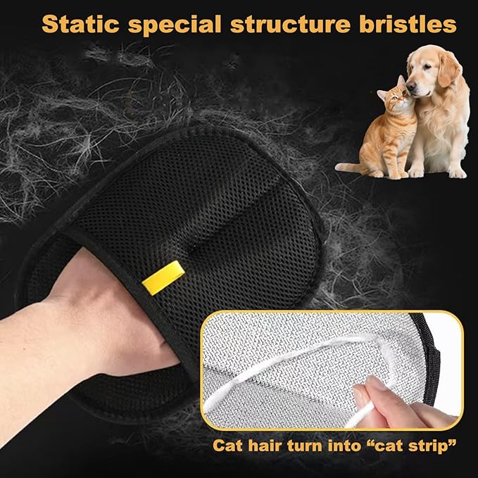 2 Pack Pet Hair Removal Gloves for Cats & Dogs,2025 Electrostatic Pet Hair Removal Gloves for Bedding,Reusable & Washable Efficient Grooming Gloves for Clothing,Furniture,Carpet,Car Seat,Pet Grooming-PurrikoPets