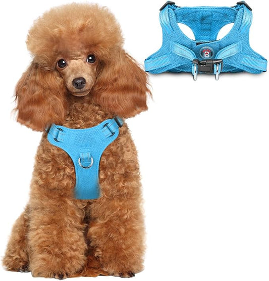Dog Harness Step in Dog Vest Harness, Reflective Adjustable Puppy No Pull Harness Breathable Soft for Small and Medium Dogs Cats, Blue, XS-PurrikoPets