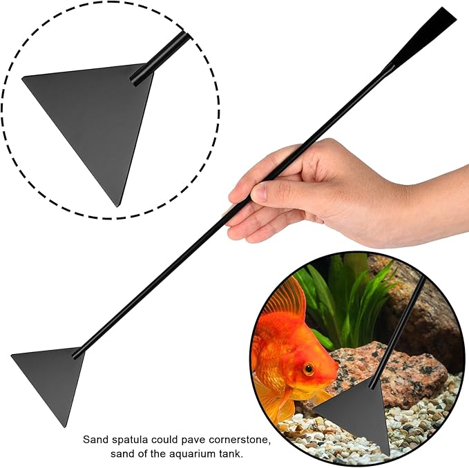 15Inch Extra Long Design Aquarium Aquascaping Tool Stainless Steel Aquascape Tools Kit 4 in 1 Anti-Rust Fish Tank Starter Kit with Long Tweezers Scissors Spatula for Aquarium Plants (Black)-PurrikoPets
