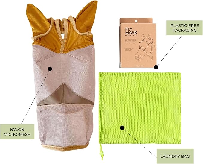 Fly Masks for Horses. Stops Sunburn, 70% Uv-Block. Breathable Fly Mask for Equines, Durable, Comfortable Fit for All-Day Protection. Horse Size, Fly Mask with Ears and Nose-PurrikoPets