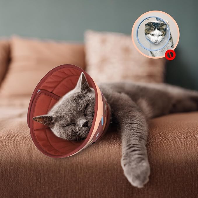 EXPAWLORER Cat Recovery Cone Collar- Soft Adjustable Pet Collar for After Surgery, Waterproof Elizabethan Protective Collar, Stop Licking Donut for Small Medium Kittens-PurrikoPets
