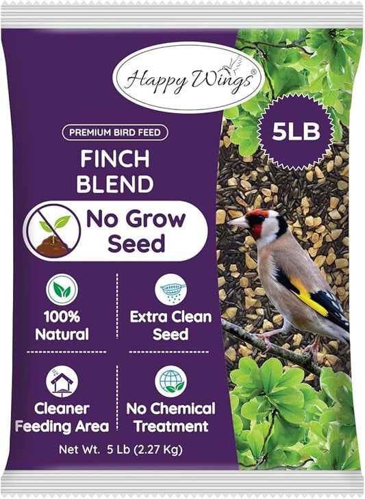 Finch Blend Bird Food - Mix of Sunflower Hearts/Kernels and Nyjer, 5 Pounds - No Grow Seed - For Wild Birds-PurrikoPets