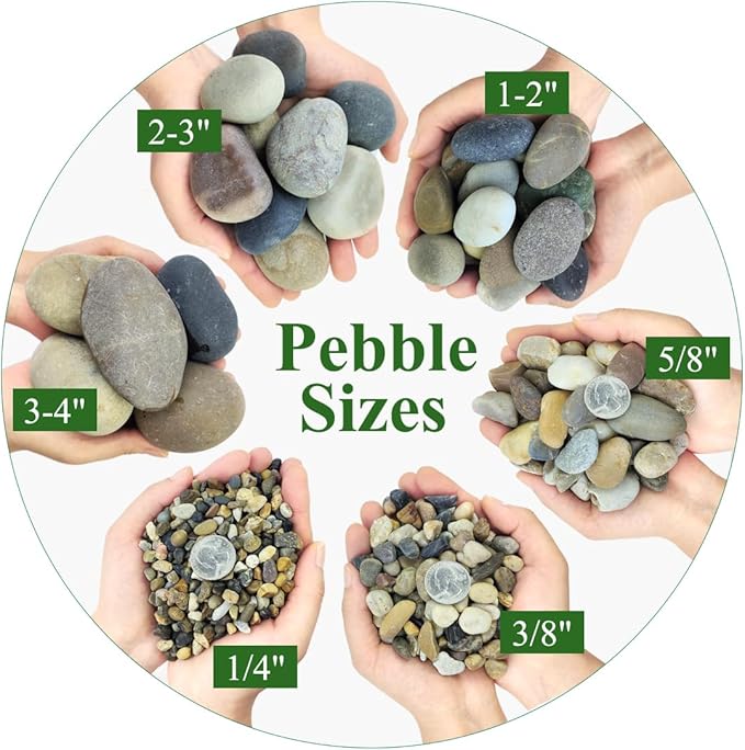 20lbs Natural River Rocks, 1/4" Aquarium Gravel Small Rocks for Plants Pea Gravel for Fish Tank, Decorative Pebbles for Gardening, Flower Pots, Vase Fillers, Indoor Water Fountains, Landscaping-PurrikoPets