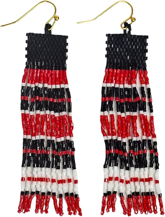 INK+ALLOY Game Day Earrings for Women, Luxe Beaded Fringe Earrings for Football Gameday Outfits, Handmade Jewelry for College Students, Team Gifts, Teachers, Football Moms