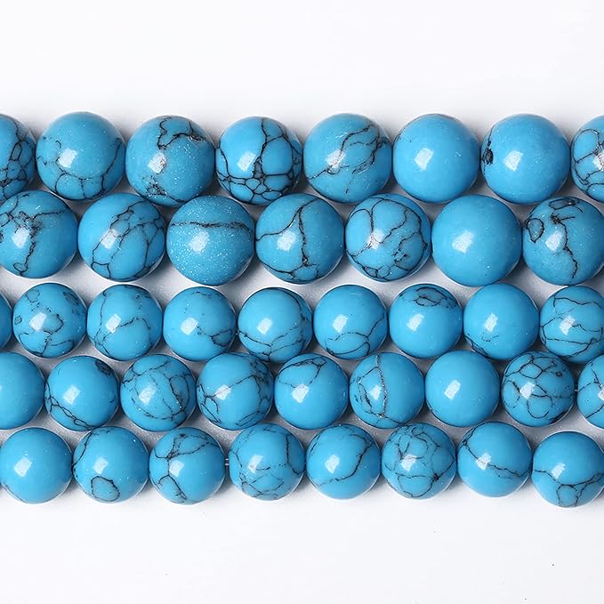 38PCS 10mm Natural Stone Beads Blue Turquoise Round Loose Gemstone Beads for Jewelry Making DIY Bracelet Necklace 15 Inch,Energy Stone Healing Power