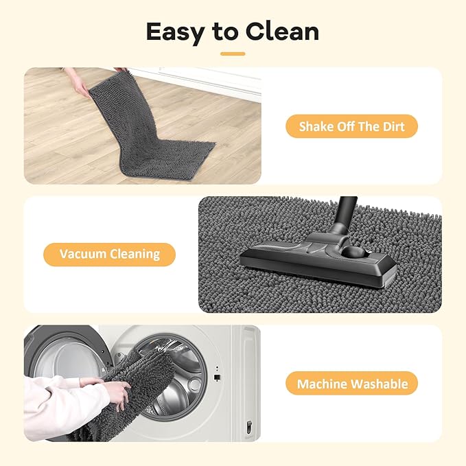 Absorbent Dog Door Mat for Muddy Paws, 72" x 36" Chenille Indoor Mats for Entryway, Trap Dirt Front Door Mat Indoor Entrance Washable Non Slip Soft-PurrikoPets