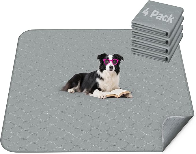 FXW Washable Pee Pads for Dogs, Puppy Pads with Super Absorbent, Specifically Designed for Potty Training, 35" Square, Gray, 4 Packs-PurrikoPets