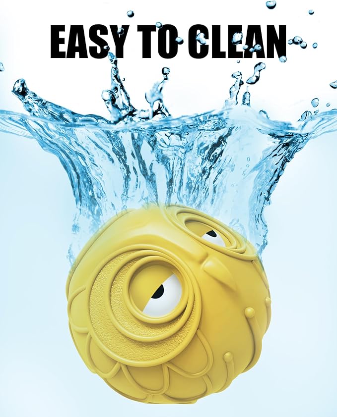 Giggle Ball for Dogs Owl Toys for Puppy Interactive Dog Toy Medium Large Dogs Natural Rubber Cute Hoot Fun Gift for Dog (Yellow Owl)-PurrikoPets